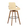 Homezia 31" Cream And Black Iron Swivel Bar Height Bar Chair