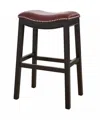 Homezia 31" Dark Red And Espresso Solid Wood Backless Bar Chair