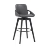 Homezia 31" Gray And Black Iron Swivel Bar Height Bar Chair