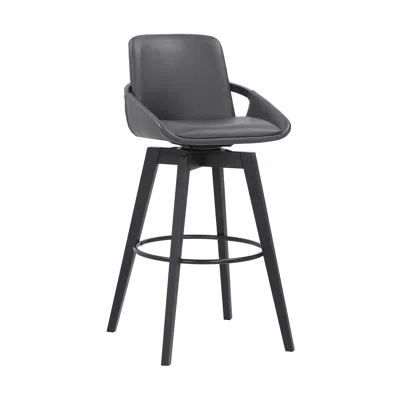 Homezia 31" Gray And Black Iron Swivel Bar Height Bar Chair