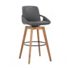 Homezia 31" Gray And Black Iron Swivel Bar Height Bar Chair