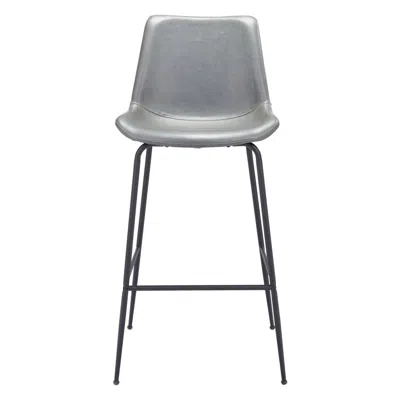 Homezia 31 " Gray And Black Steel Low Back Bar Height Bar Chair