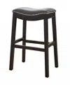 Homezia 31" Gray And Espresso Faux Leather And Solid Wood Backless Bar Height Bar Chair