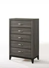 Homezia 31" Gray Manufactured Wood Five Drawer Chest