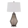 Homezia 31" Gray Metal Geometric Table Lamp With Off White Empire Shade