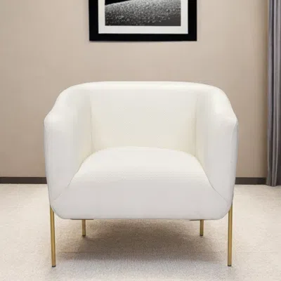 Homezia 31" Ivory And Gold Textural Upholstered Accent Armchair