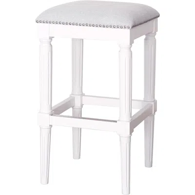 Homezia 31" Light Gray And White Solid Wood Backless Bar Height Bar Chair