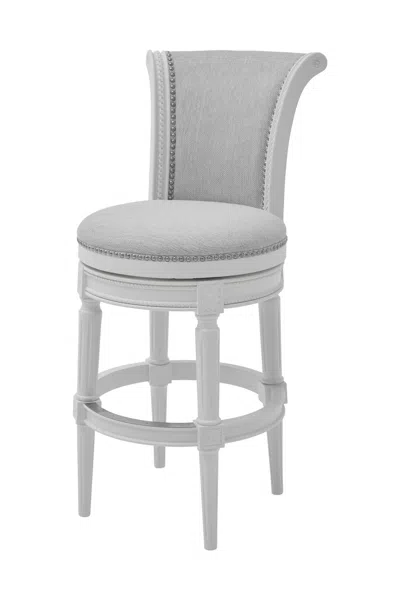 Homezia 31" Light Gray And White Solid Wood Bar Chair