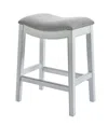 Homezia 31" Light Gray And White Upholstered And Solid Wood Backless Bar Height Bar Chair