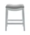 Homezia 31" Linen And Natural Solid Wood Backless Bar Height Bar Chair