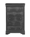 Homezia 31" Metallic Grey Solid Wood Five Drawer Chest