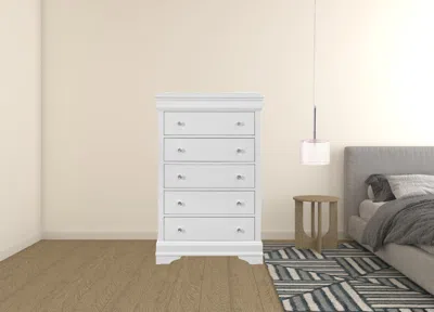 Homezia 31" Metallic White Solid Wood Five Drawer Chest