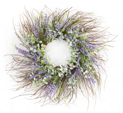 Homezia 31" Purple Artificial Mixed Assortment Wreath
