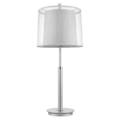 Homezia 31" Silver Metal Table Lamp With White Empire Shade