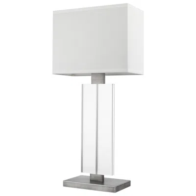 Homezia 31" Silver Metal Table Lamp With White Rectangular Shade