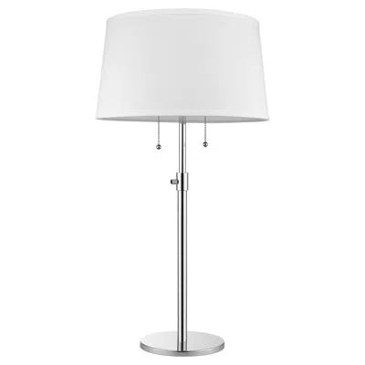Homezia 31" Silver Metal Two Light Adjustable Table Lamp With White Empire Shade In Burgundy