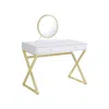 Homezia 31" White & Gold Finish Round Dresser Mirror