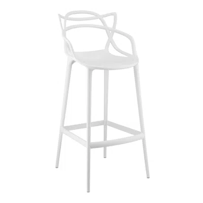 Homezia 31" White Heavy Duty Plastic Bar Height Bar Chair