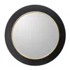 Homezia 32" Black And Gold Lighted Round Framed Accent Mirror