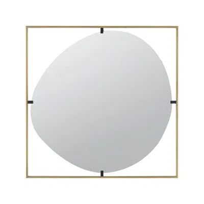 Homezia 32" Black And Gold Square Framed Accent Mirror In Multi