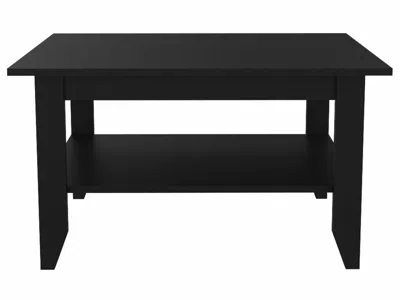 Homezia 32" Black Coffee Table With Shelf