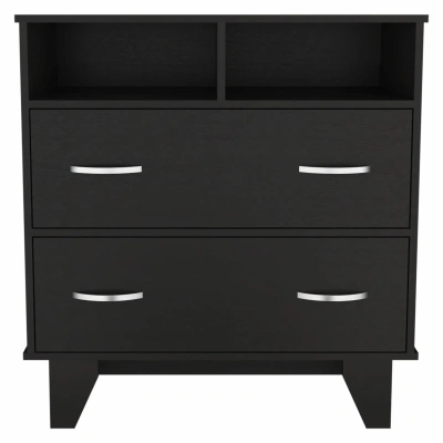 Homezia 32" Black Manufactured Wood Two Drawer Dresser