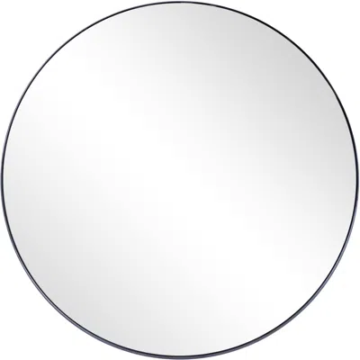 Homezia 32" Black Round Metal Framed Accent Mirror