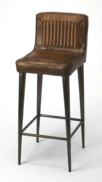 Homezia 32" Brown And Black Iron Bar Chair