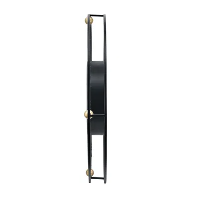 Homezia 32" Circle Black And Gold Metal And Glass Analog Exposed Gear Wall Clock In Blue