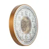 Homezia 32" Circle Gold And Silver Metal And Mirror Analog Exposed Gear Wall Clock