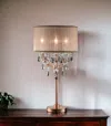 Homezia 32" Clear And Rose Gold Faux Crystal Accent Table Lamp