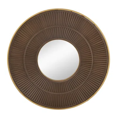 Homezia 32" Gold And Black Round Framed Accent Mirror