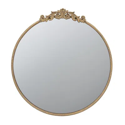 Homezia 32" Gold Crowned Top Framed Accent Mirror In Blue