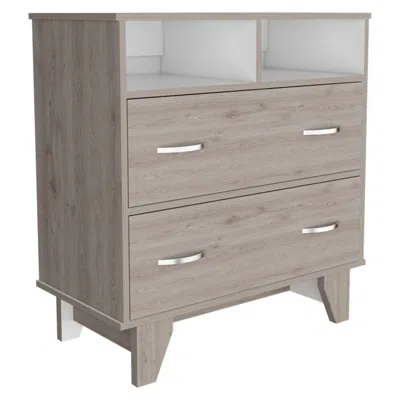 Homezia 32" Light Grey Manufactured Wood Two Drawer Dresser