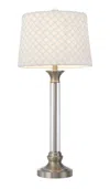 Homezia 32" Nickel Metal Table Lamp With White Empire Shade