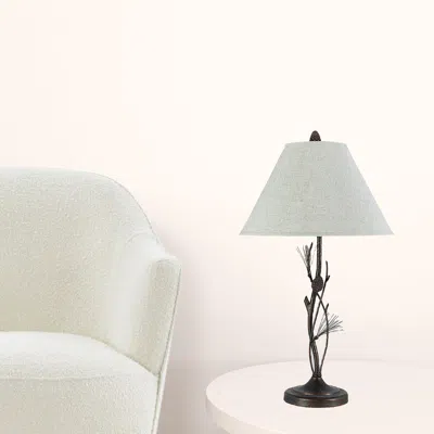 Homezia 32" Rust Metal Table Lamp With Gray Empire Shade In Blue