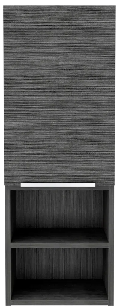 Homezia 32" Smoky Gray Oak Accent Cabinet With Three Shelves