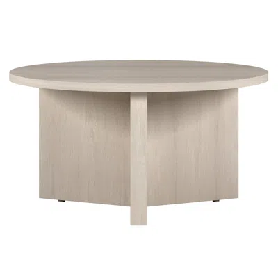 Homezia 32" White Round Coffee Table In Neutral