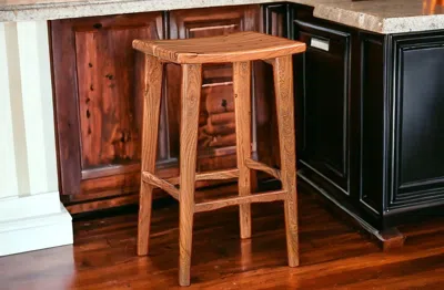 Homezia 32" Wood Brown Solid Wood Backless Counter Height Bar Chair