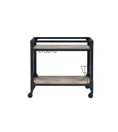 Homezia 32" X 16" X 31" Black Metal Serving Cart