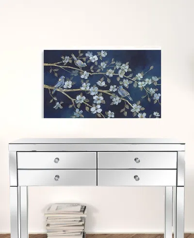 Homezia 32" X 24" Watercolor Midnight Bird Rendevouz Canvas Wall Art