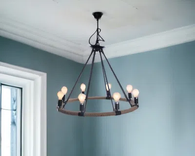 Homezia 32" X 37" X 32" 8 Bulbs Rope Pendant Lamp In Blue