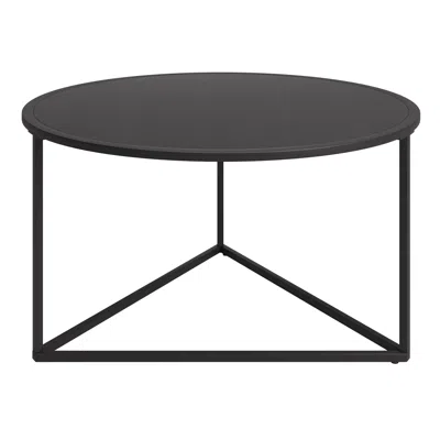Homezia 33" Black Steel Round Coffee Table In Gray