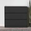 Homezia 33" Black Three Drawer Dresser