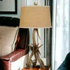 Homezia 33" Brown Antlers Table Lamp With Brown Empire Shade