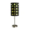 Homezia 33" Silver Metal Mod Table Lamp With Black And Green Drum Shade