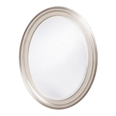 Homezia 33" Silver Oval Framed Accent Mirror In Neutral