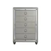 Homezia 33" Silver Solid Wood Mirrored Five Drawer