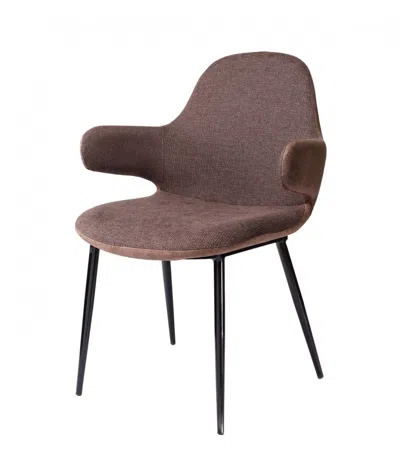 Homezia 33" Stylish Brown Fabric And Faux Leather Accent Chair
