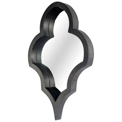 Homezia 34" Black Novelty Framed Accent Mirror In Gray